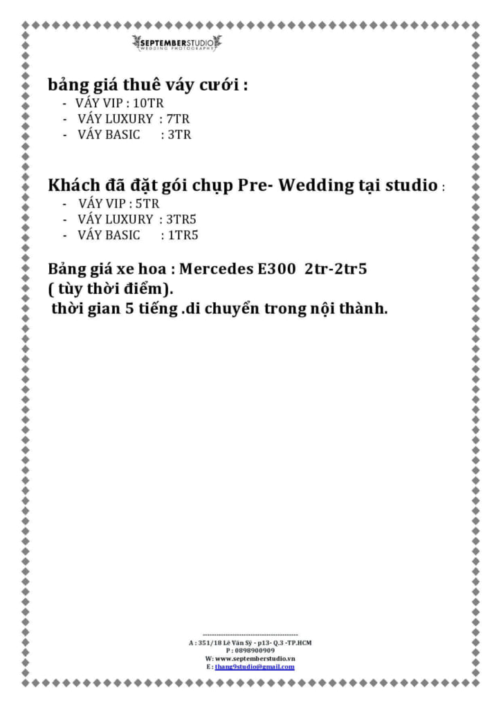 Cho thuê váy hoa cưới
